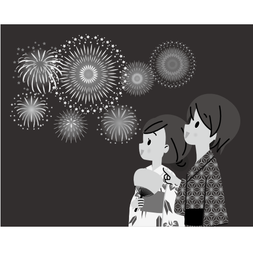 Fireworks and Yukata are  a Typical Summer Sight