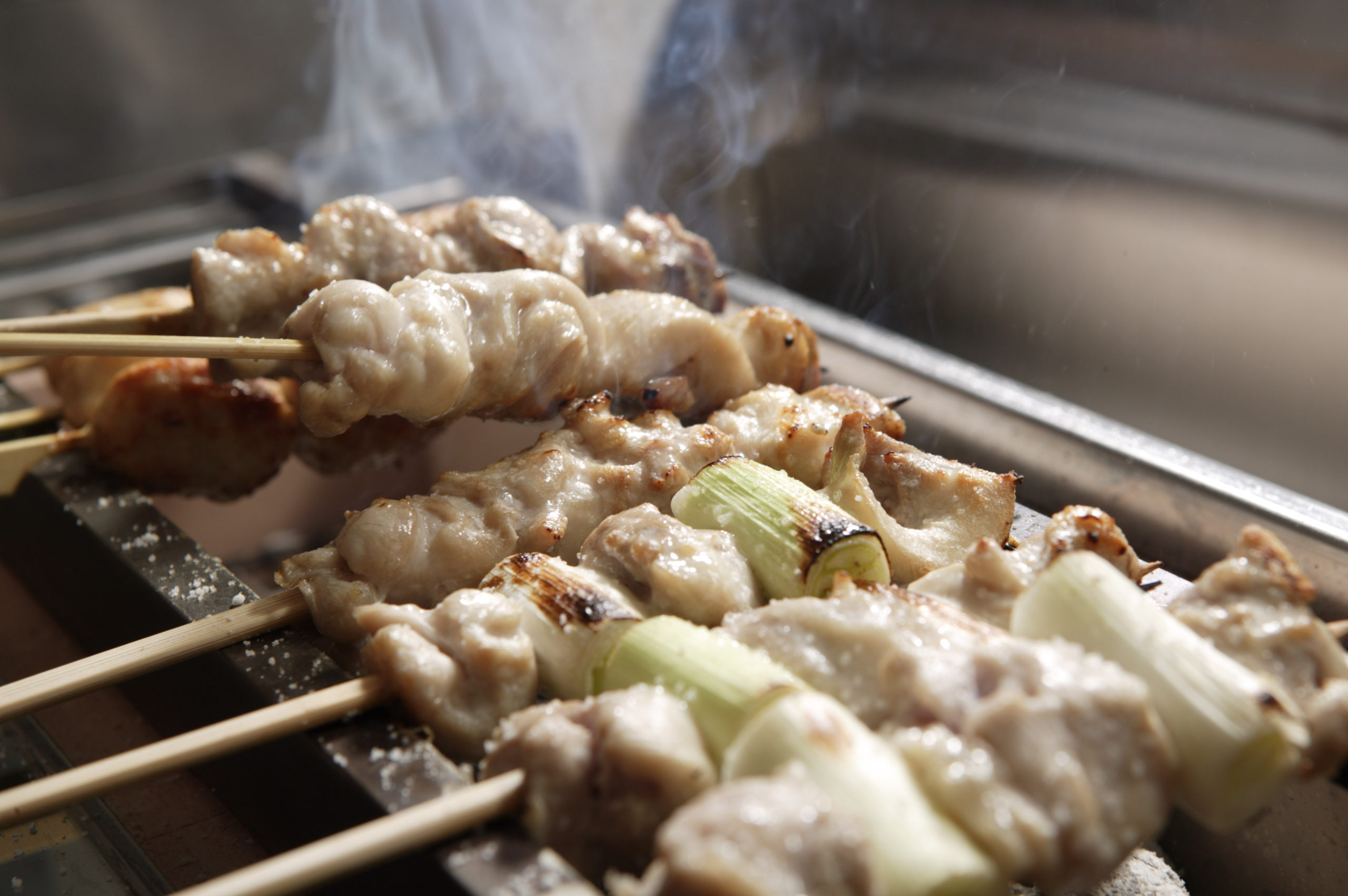 Yakitori is now grilling.