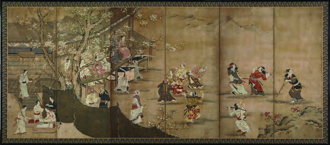 Kanō Naganobu, Screens of Merrymaking under the Cherry Blossoms / 花下遊楽図屏風